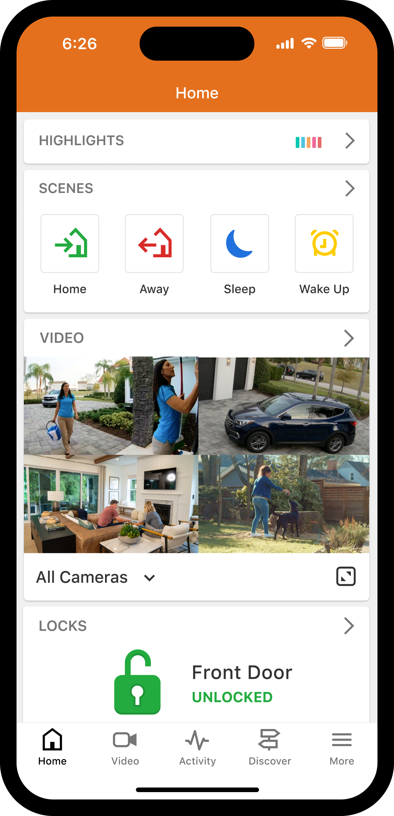 ADC_AppUI_Residential_OrangeHeader_ScenesVideoLocks