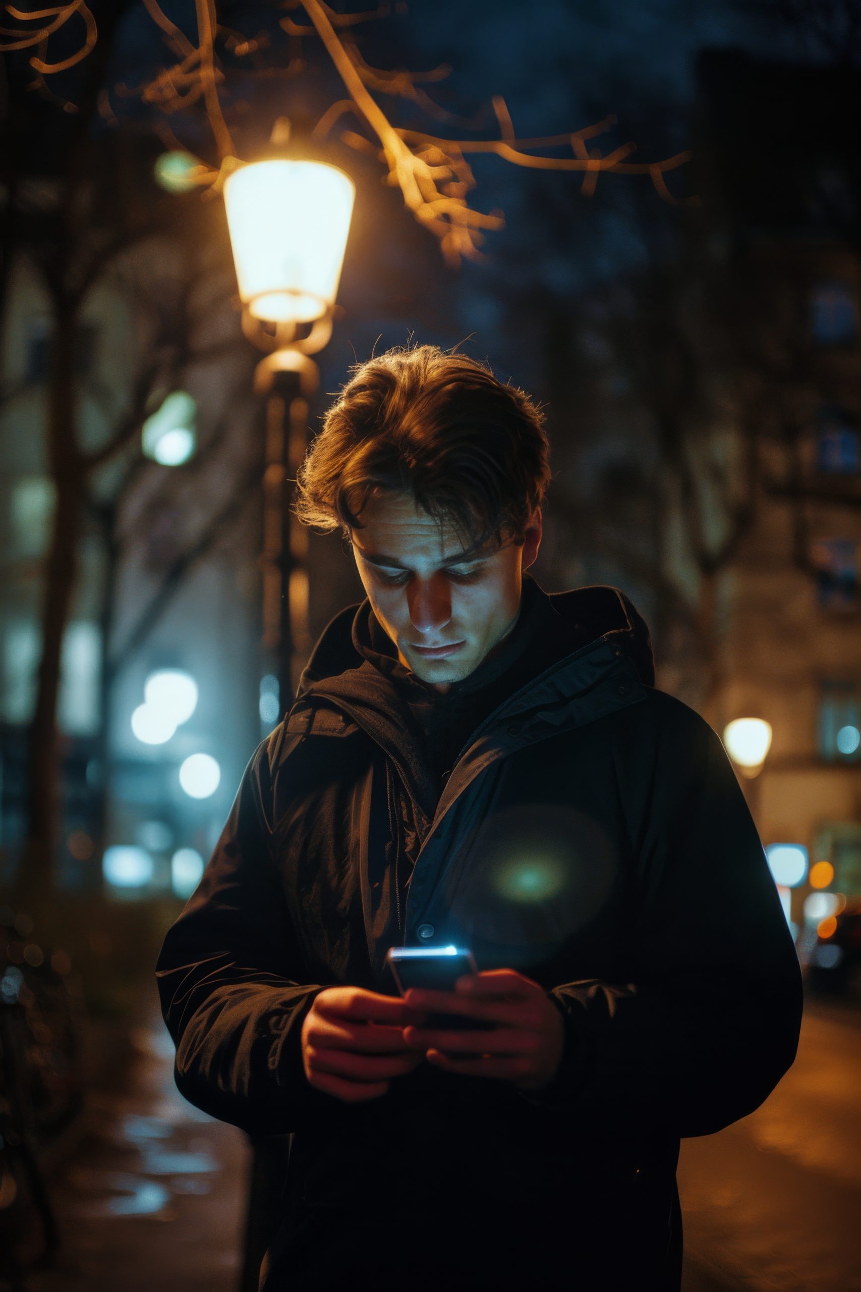 Man On Phone at Night